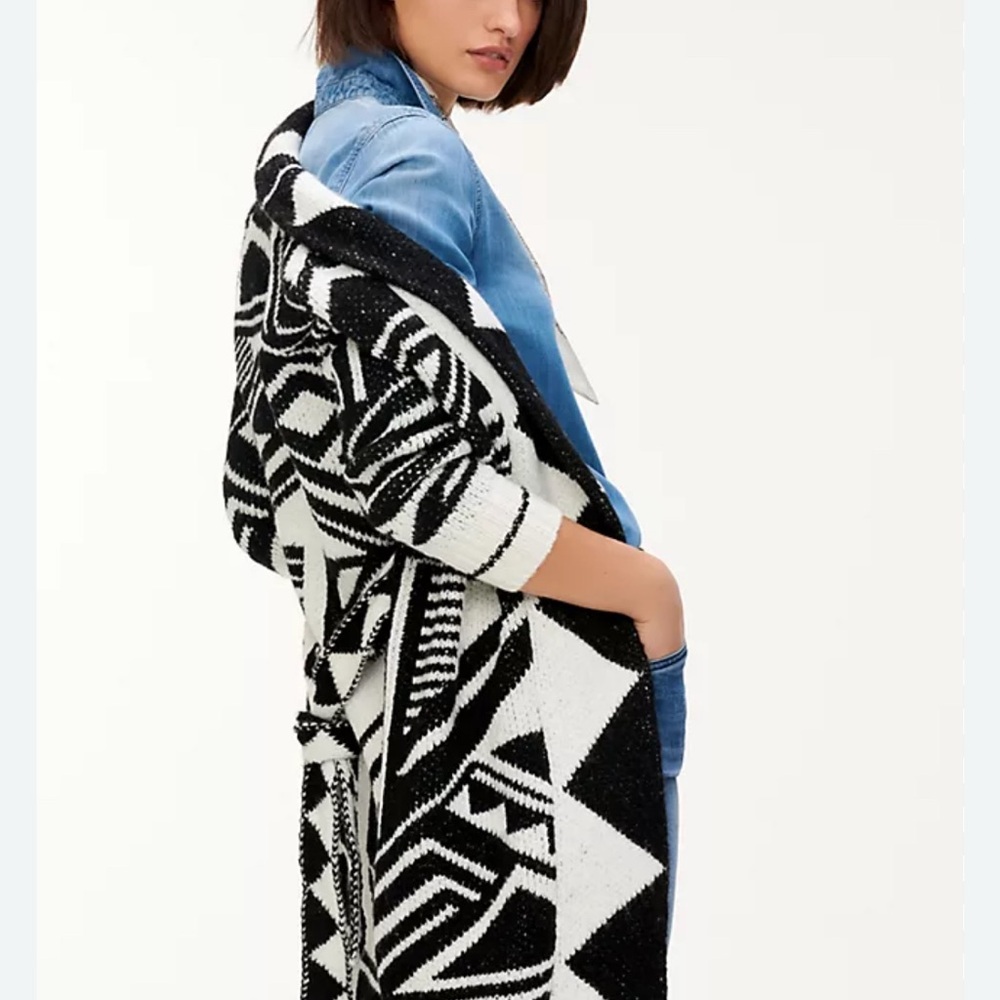 Anthropologie Black and White Geometric Cardigan